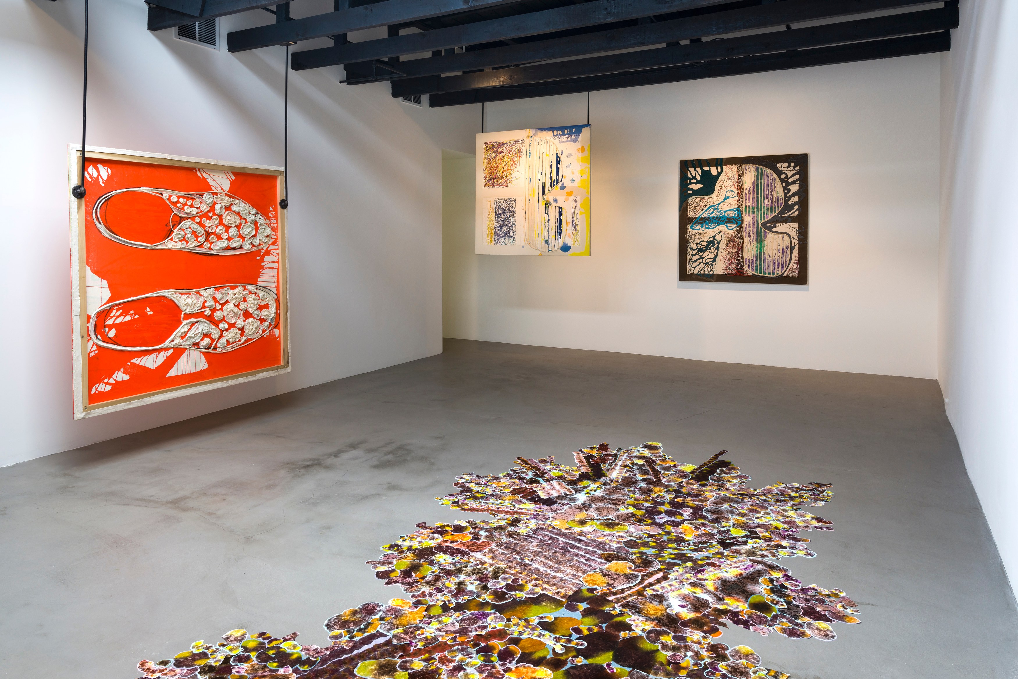 Polly Apfelbaum, Dona Nelson, Erasing, Tracing, Racing Paint at Michael Benevento Gallery, photo 9