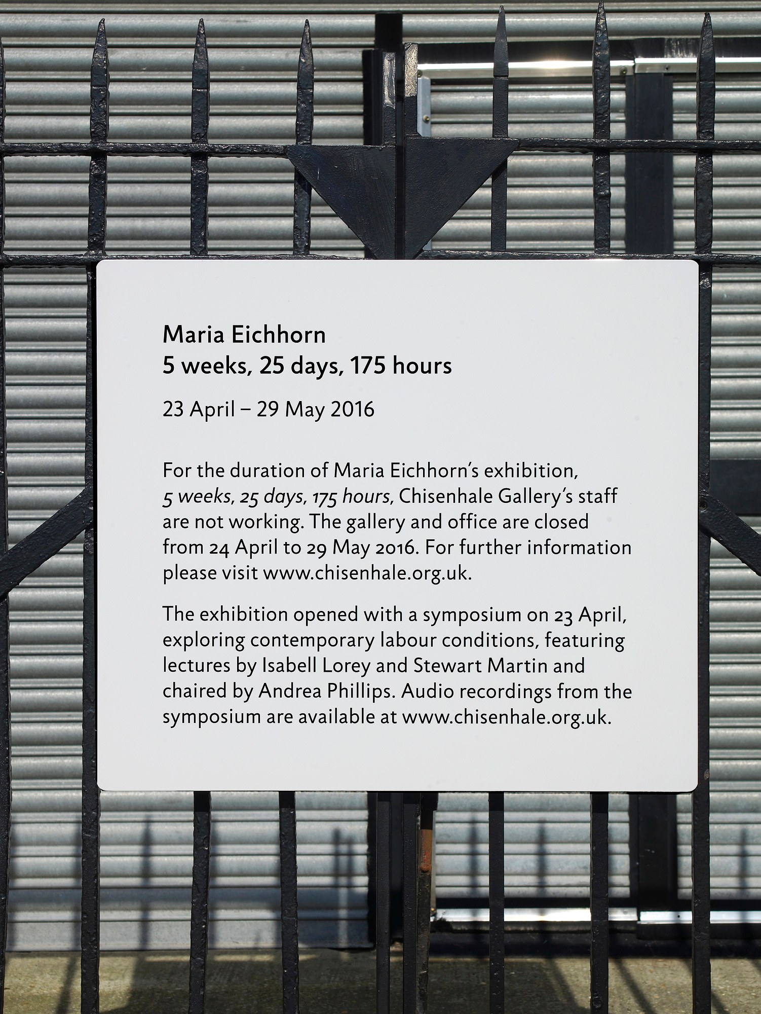 Maria Eichhorn, 5 Weeks, 25 Days, 175 Hours at Chisenhale Gallery, photo 3