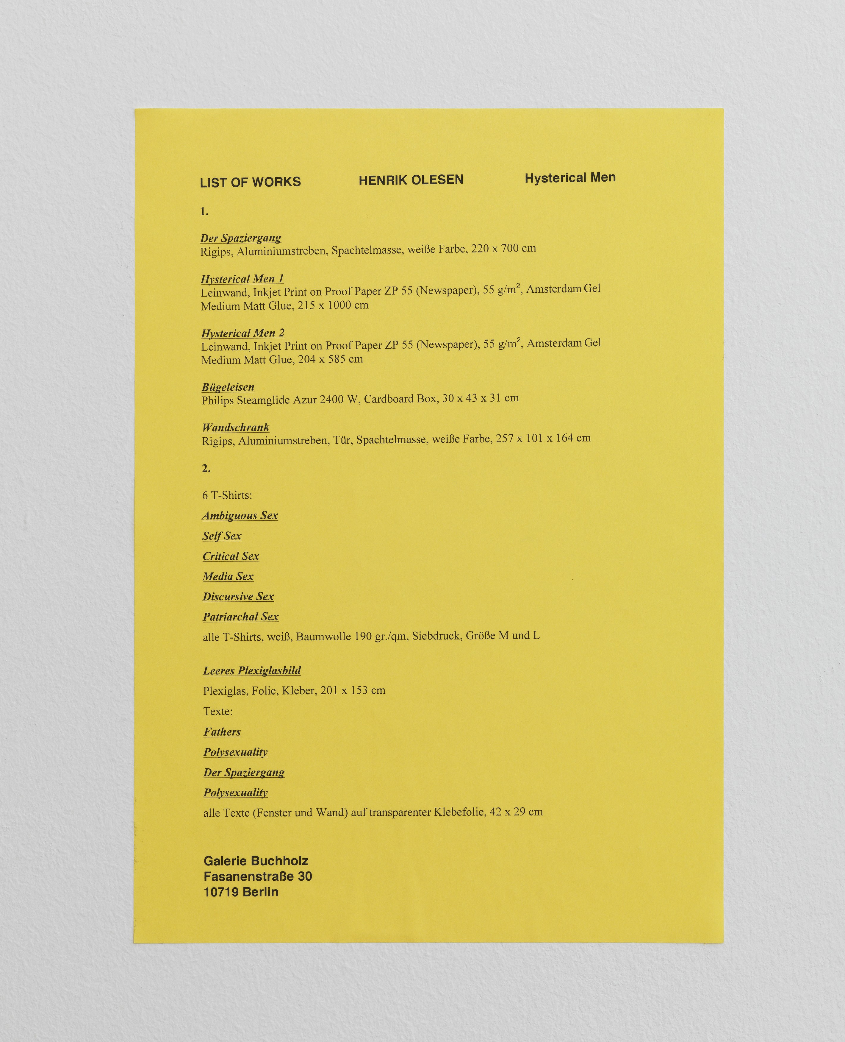 Henrik Olesen, Hysterical Men at Galerie Buchholz, Berlin, photo 48