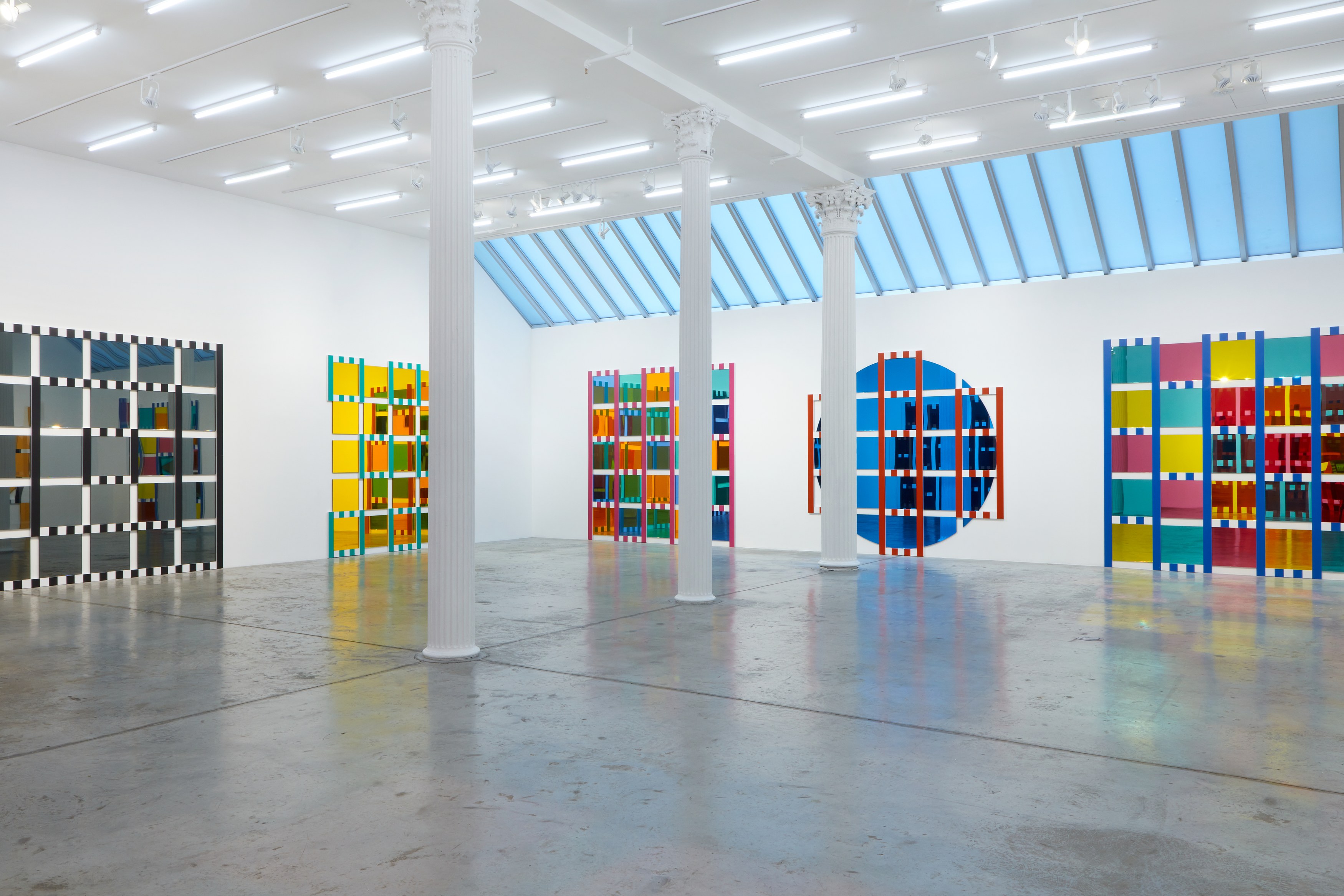 Daniel Buren, The Colored Mirrors, Situated Works, Low Reliefs at Bortolami, photo 2