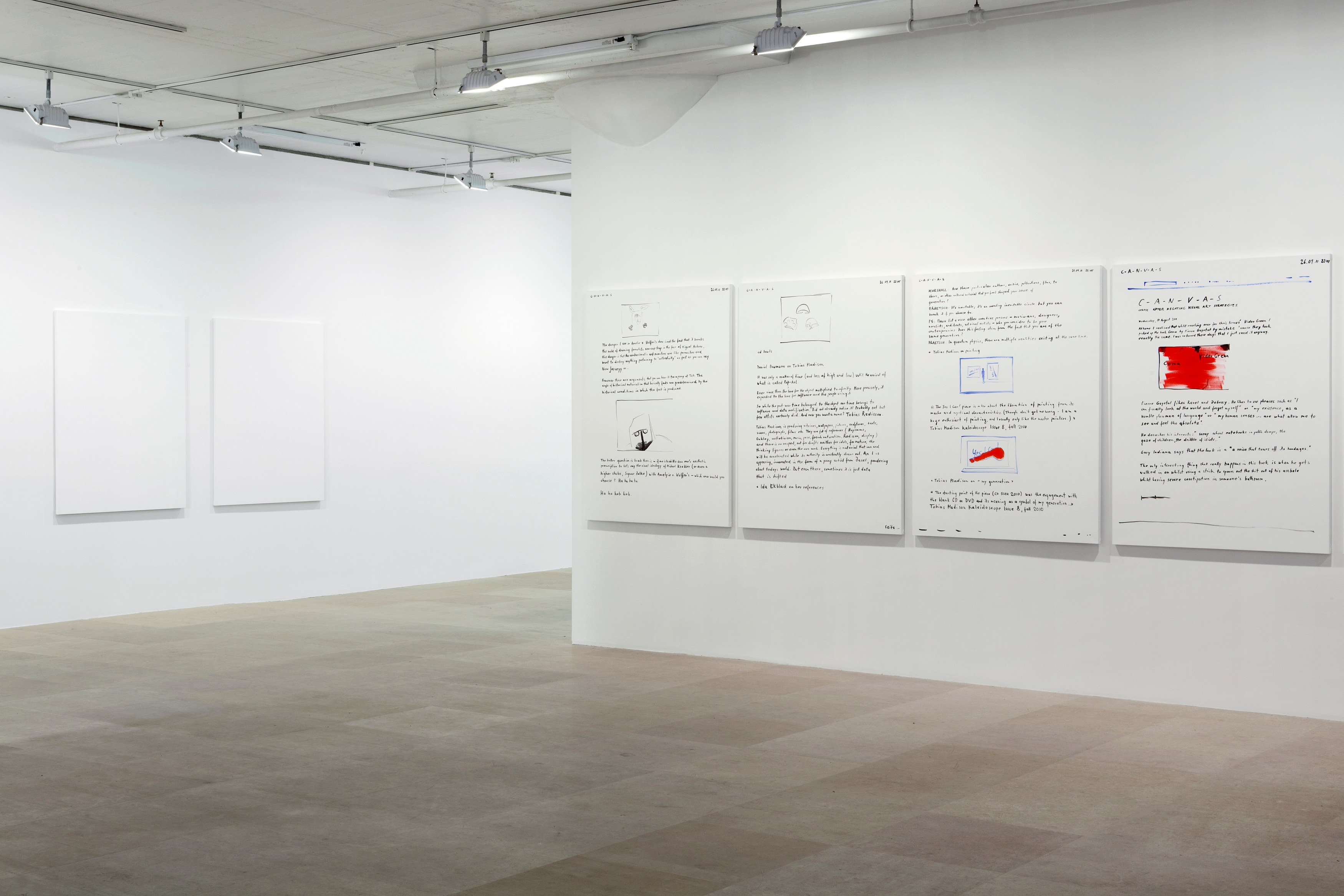 Michael Krebber, C-A-N-V-A-S, Uhutrust, Jerry Magoo and guardian.co.uk Paintings at Greene Naftali, photo 2
