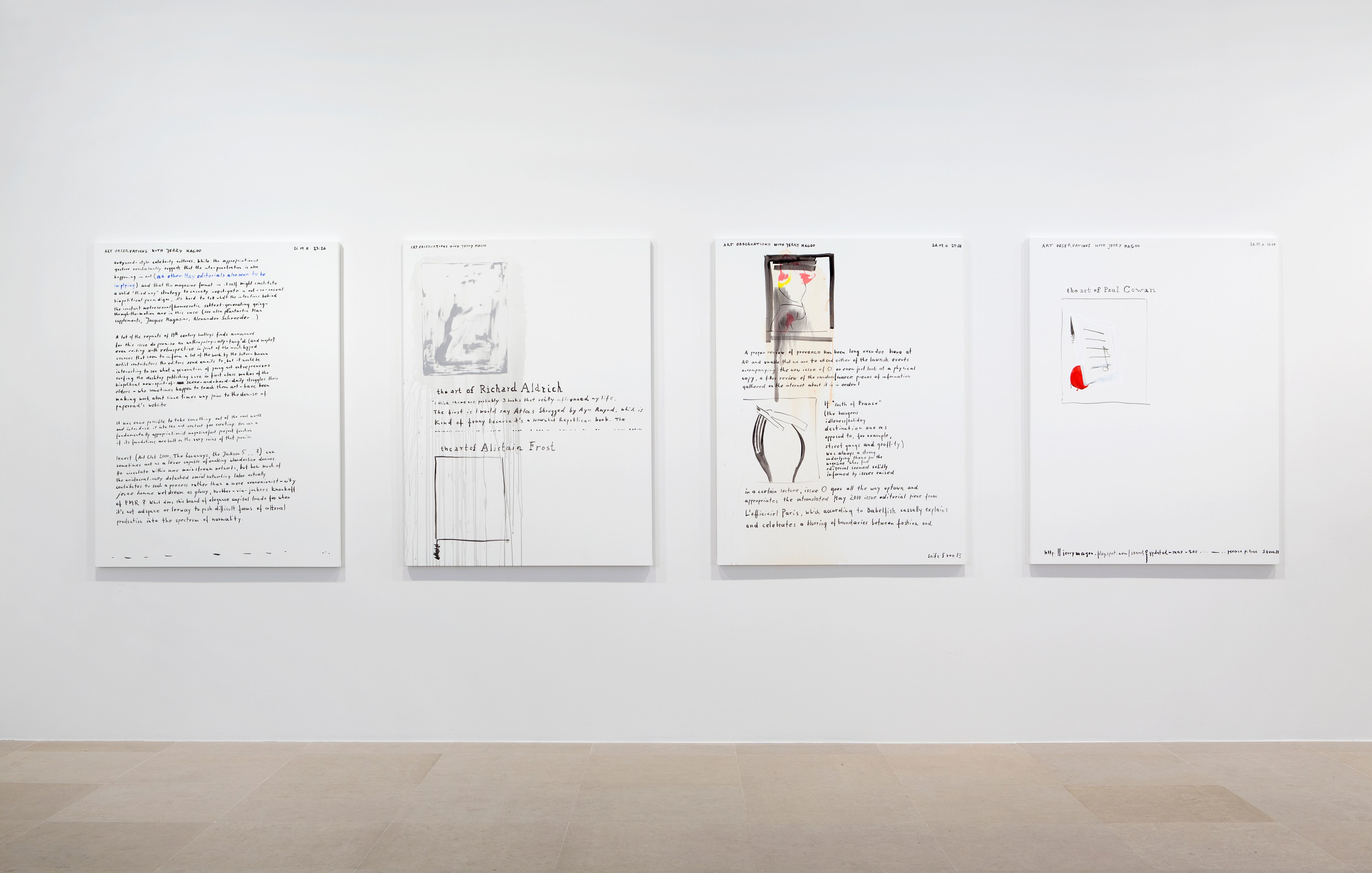 Michael Krebber, C-A-N-V-A-S, Uhutrust, Jerry Magoo and guardian.co.uk Paintings at Greene Naftali, photo 6