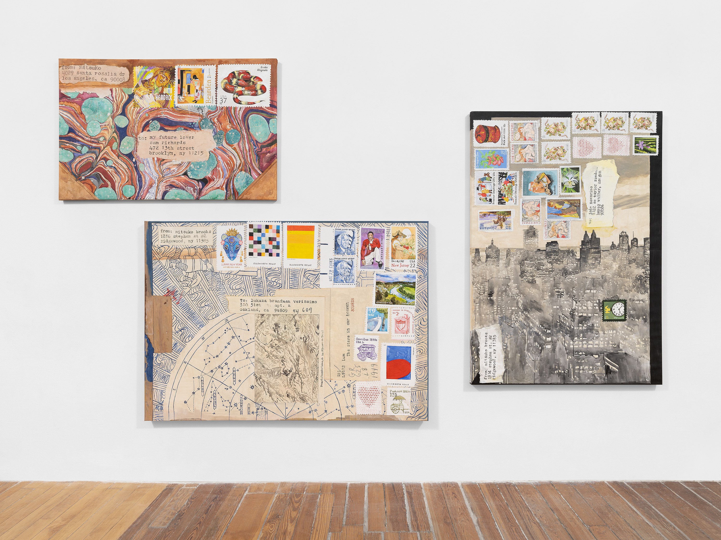 Mitsuko Brooks, Mail Art Paintings at PAGE (NYC), New York and Andrew Kreps, New York, photo 3