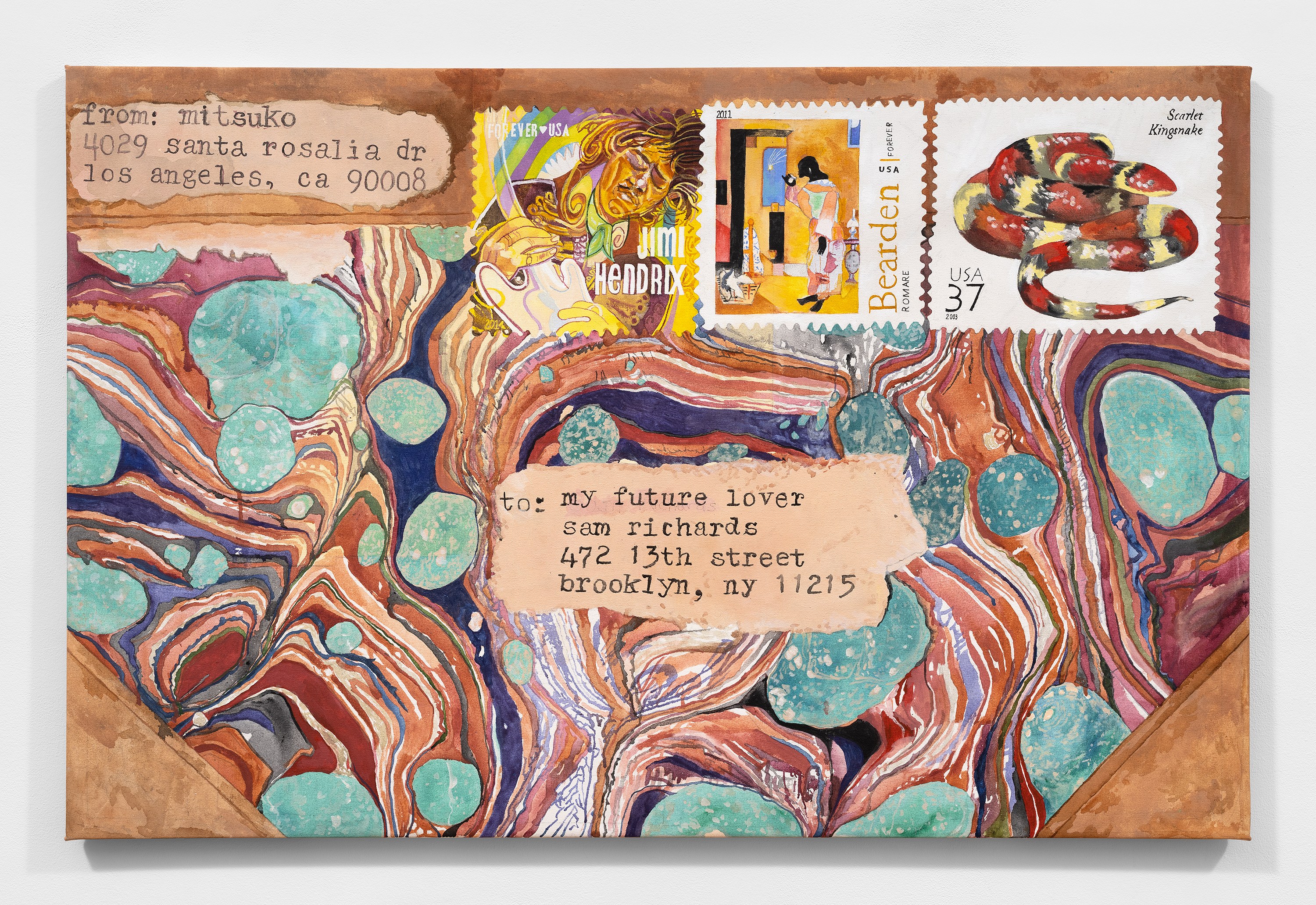 Mitsuko Brooks, Mail Art Paintings at PAGE (NYC), New York and Andrew Kreps, New York, photo 7