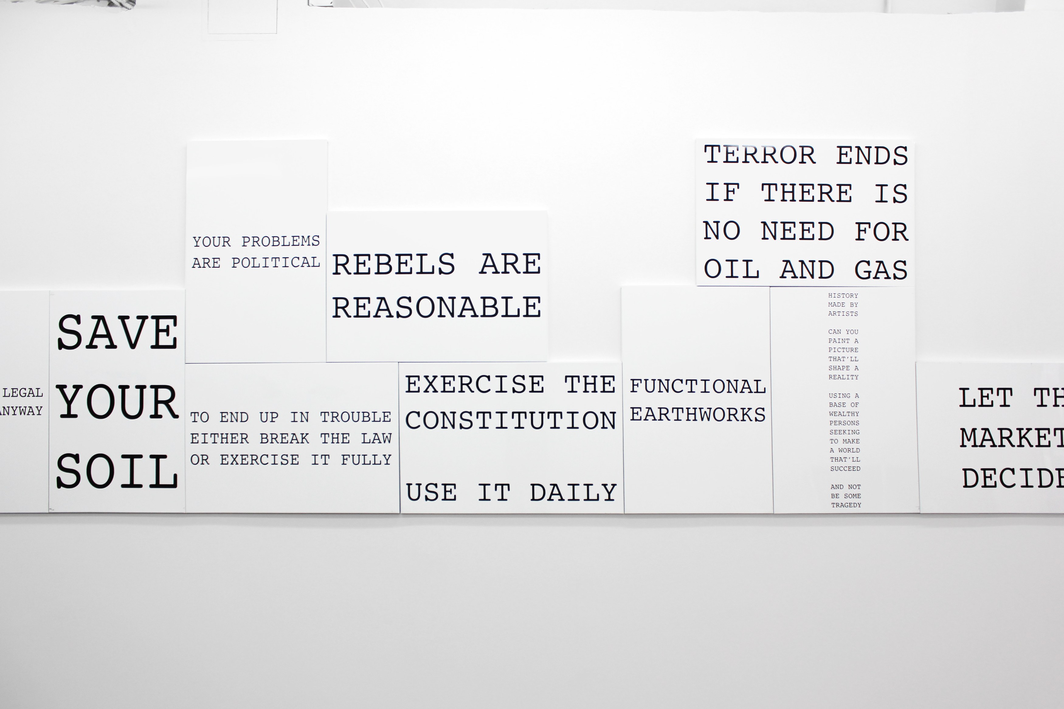 Peter Fend, <span style="font-family: courier, monospace; font-style: normal;">REBELS ARE<br>REASONABLE</span> at Maxwell Graham, photo 19