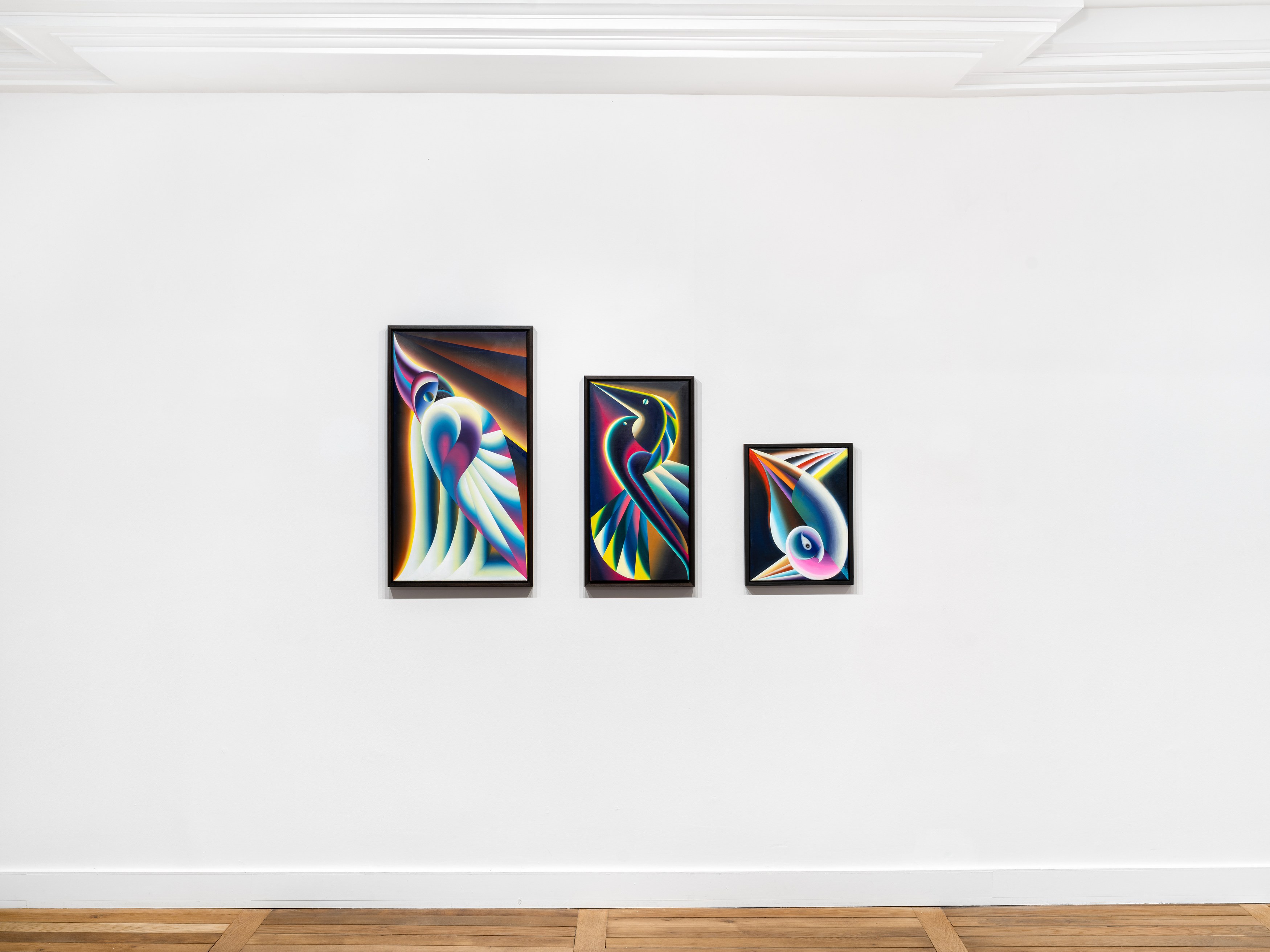 Florian & Michael Quistrebert, A hidden world where birds sing prophecies through paintings. at Tragic Venus, CELESTE | data center Marilyn, Champs-sur-Marne, photo 3