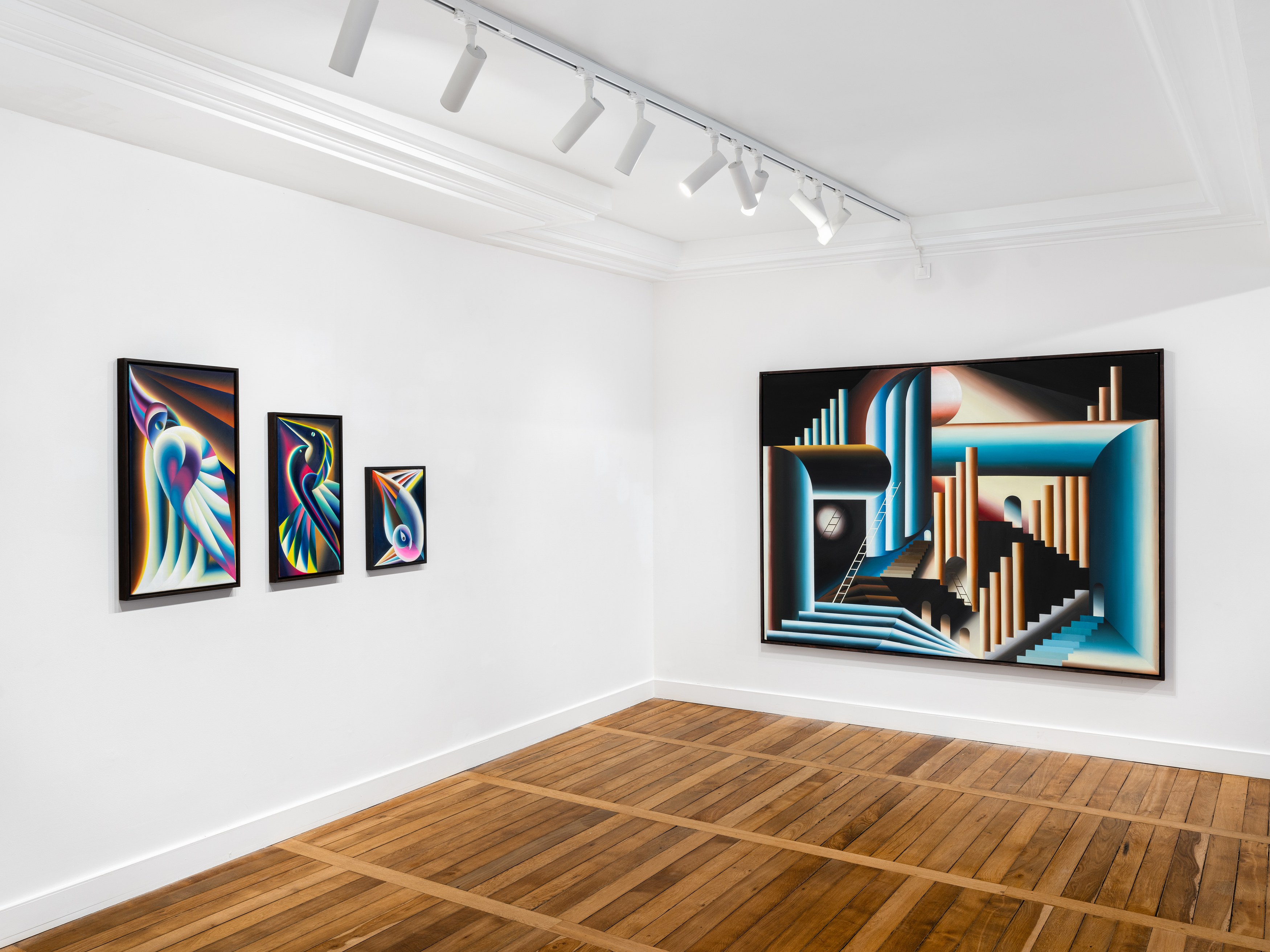 Florian & Michael Quistrebert, A hidden world where birds sing prophecies through paintings. at Tragic Venus, CELESTE | data center Marilyn, Champs-sur-Marne, photo 5
