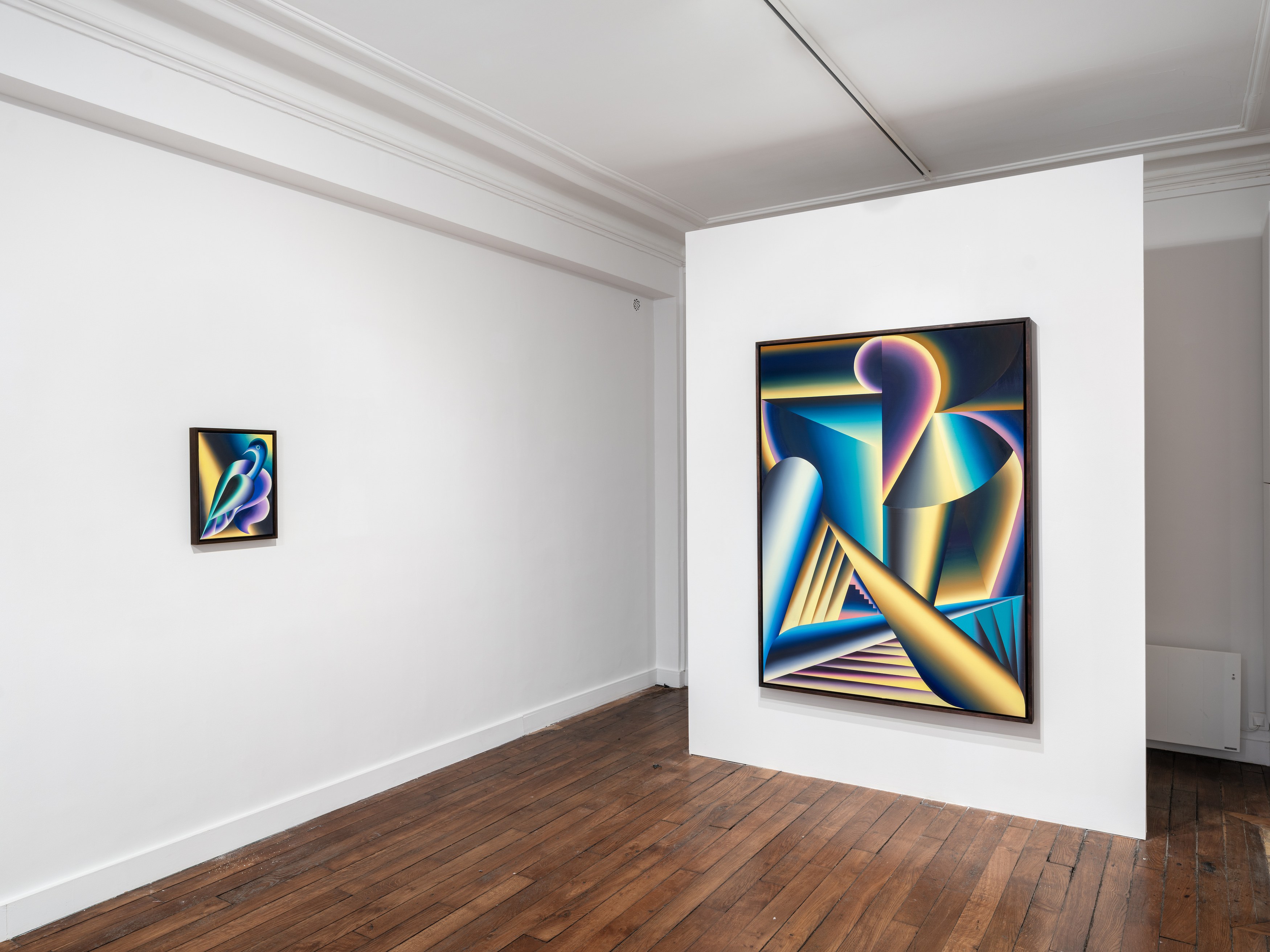 Florian & Michael Quistrebert, A hidden world where birds sing prophecies through paintings. at Tragic Venus, CELESTE | data center Marilyn, Champs-sur-Marne, photo 9