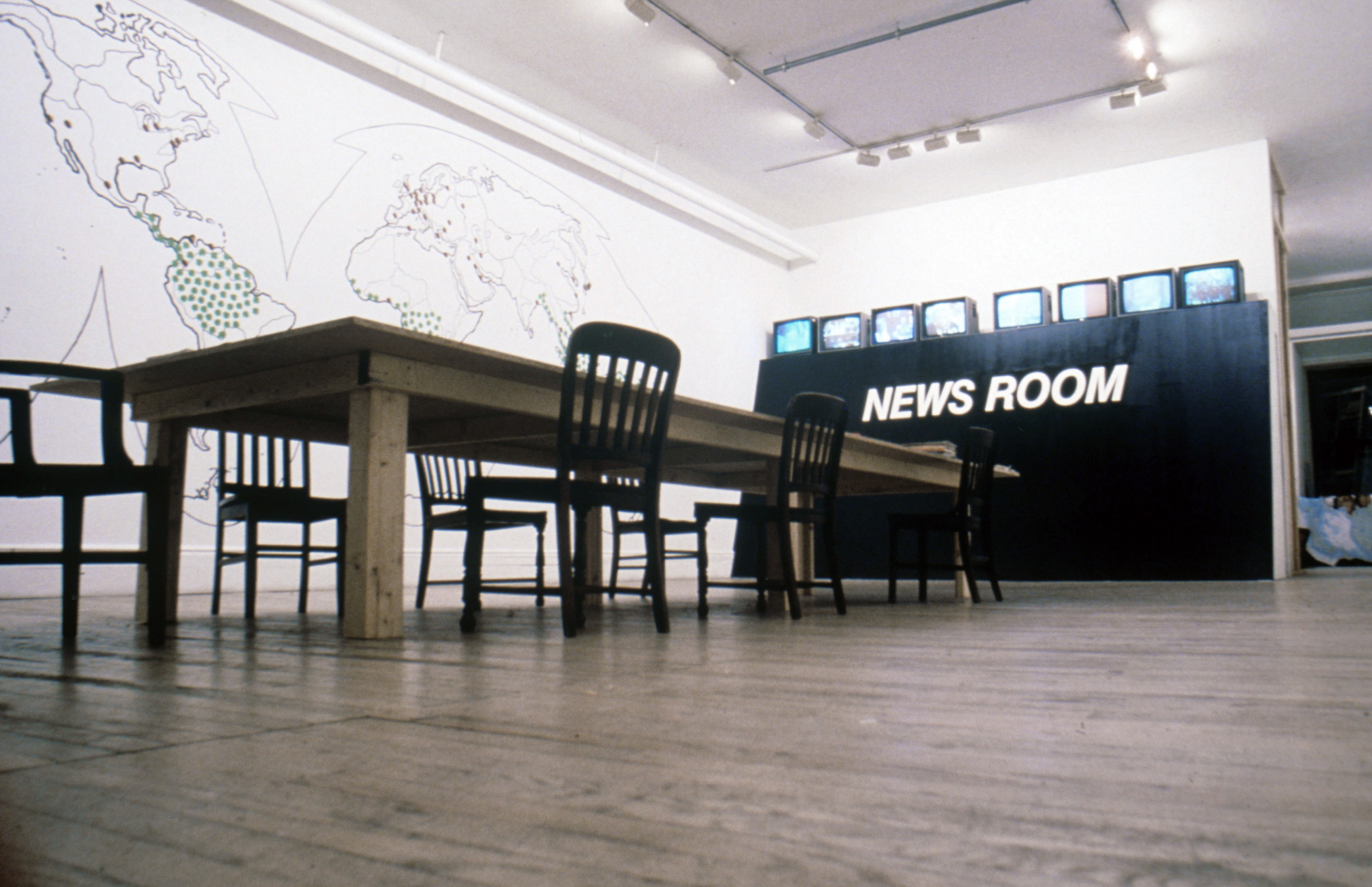 Peter Fend, <span style="font-family: courier, monospace; font-style: normal;">NEWS ROOM<br>NEW YORK/<br>NEWS ROOM<br>AMSTERDAM</span> at American Fine Arts, photo 2