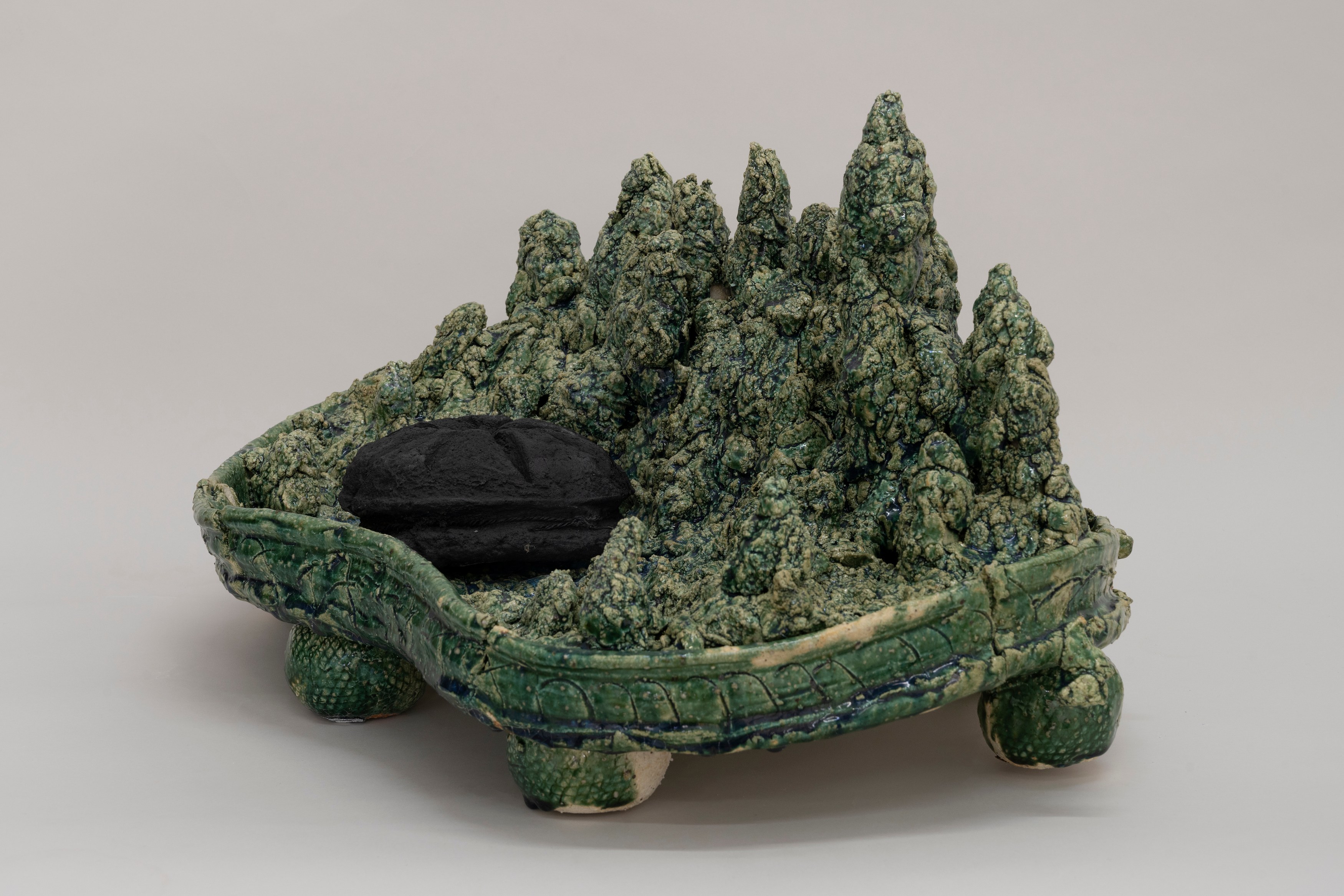 Aaron Angell, NOT ALL ON SHOW: Hinterglasmalerei & Verre églomisé 4-5/2025: ‘Organ Painting’, ‘Bamboo Organ Painting’, ‘Worm Organ Painting’, ‘Intarsia – View’, ‘Intarsia – Shut’, ‘Northern Renaissance Social Abstract Demonstration’, ‘Intarsia – Whitefly’; ‘Pig, tulip, pig, tulip, pig, tulip’; ‘Scholar – Melon’.Oribe 2-5/2025: ‘Melon – Life On Ship’, ‘Abilità Negativa’ (three versions), ‘Tray with Two Capped Heads’, ‘Tray with Clouds’, ‘Gongshi with Carbonised Panis Quadratis’; Shino Americàin & polychrome 2- at Ilenia, photo 39