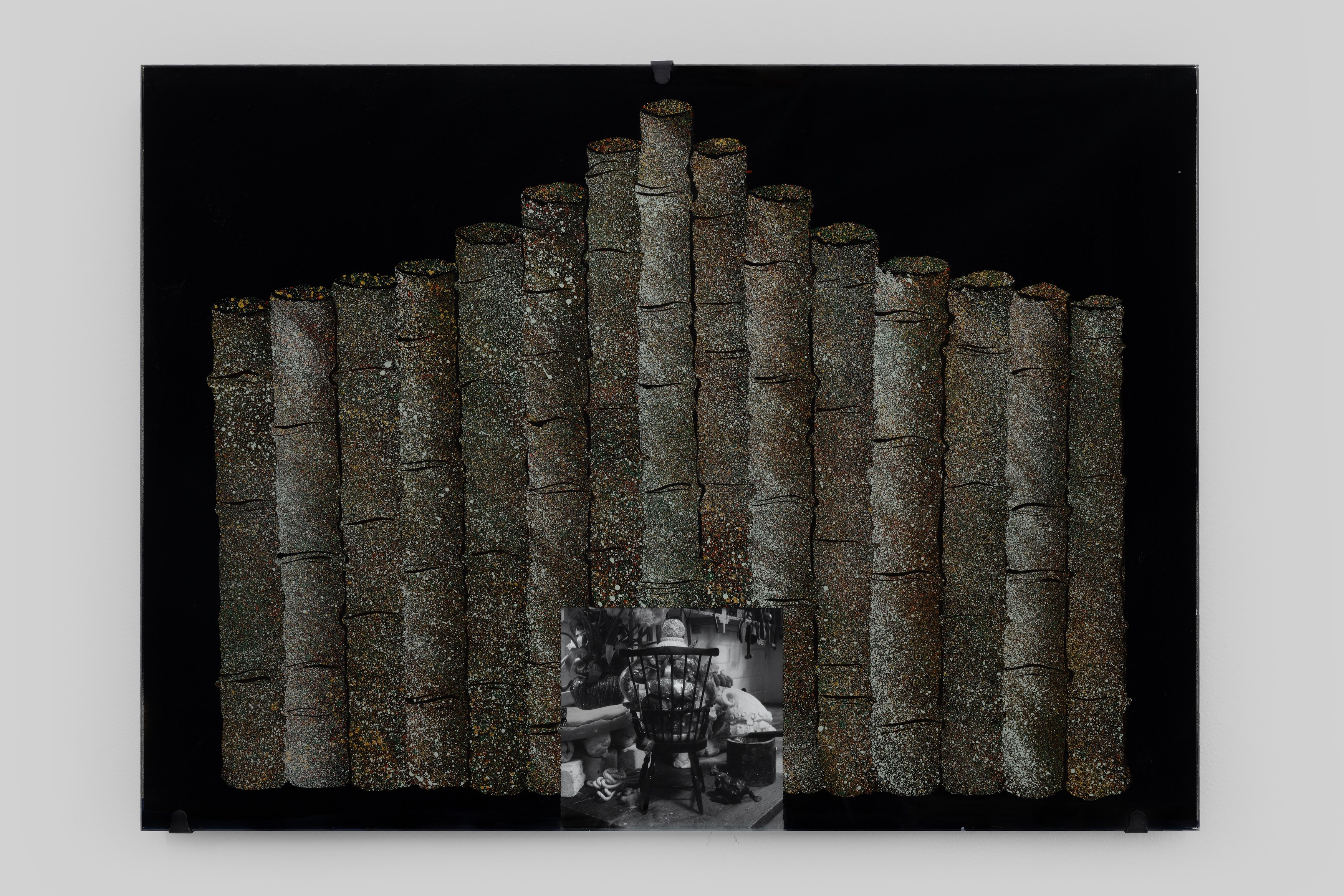 Aaron Angell, NOT ALL ON SHOW: Hinterglasmalerei & Verre églomisé 4-5/2025: ‘Organ Painting’, ‘Bamboo Organ Painting’, ‘Worm Organ Painting’, ‘Intarsia – View’, ‘Intarsia – Shut’, ‘Northern Renaissance Social Abstract Demonstration’, ‘Intarsia – Whitefly’; ‘Pig, tulip, pig, tulip, pig, tulip’; ‘Scholar – Melon’.Oribe 2-5/2025: ‘Melon – Life On Ship’, ‘Abilità Negativa’ (three versions), ‘Tray with Two Capped Heads’, ‘Tray with Clouds’, ‘Gongshi with Carbonised Panis Quadratis’; Shino Americàin & polychrome 2- at Ilenia, photo 84
