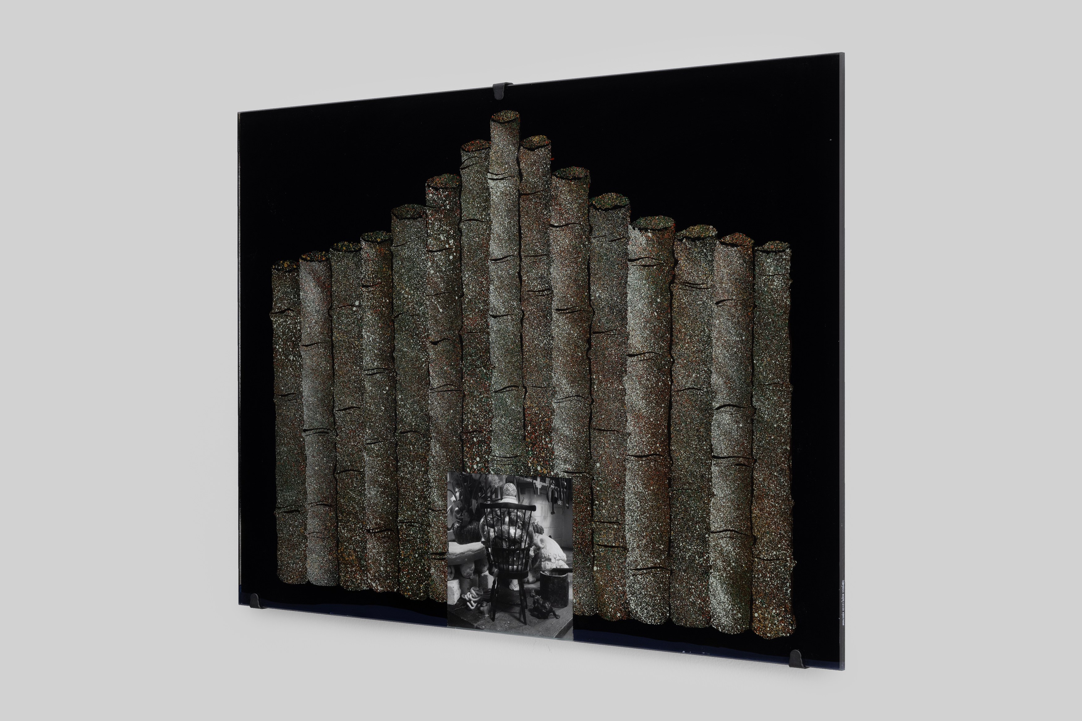 Aaron Angell, NOT ALL ON SHOW: Hinterglasmalerei & Verre églomisé 4-5/2025: ‘Organ Painting’, ‘Bamboo Organ Painting’, ‘Worm Organ Painting’, ‘Intarsia – View’, ‘Intarsia – Shut’, ‘Northern Renaissance Social Abstract Demonstration’, ‘Intarsia – Whitefly’; ‘Pig, tulip, pig, tulip, pig, tulip’; ‘Scholar – Melon’.Oribe 2-5/2025: ‘Melon – Life On Ship’, ‘Abilità Negativa’ (three versions), ‘Tray with Two Capped Heads’, ‘Tray with Clouds’, ‘Gongshi with Carbonised Panis Quadratis’; Shino Americàin & polychrome 2- at Ilenia, photo 85