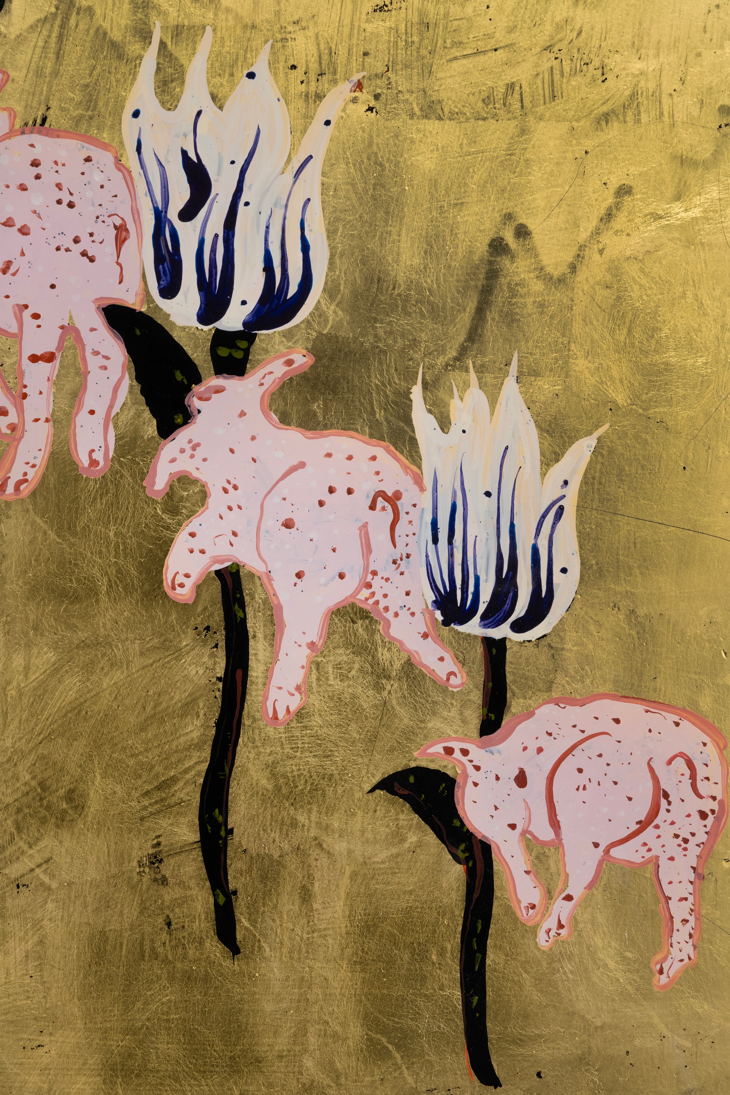 Aaron Angell, NOT ALL ON SHOW: Hinterglasmalerei & Verre églomisé 4-5/2025: ‘Organ Painting’, ‘Bamboo Organ Painting’, ‘Worm Organ Painting’, ‘Intarsia – View’, ‘Intarsia – Shut’, ‘Northern Renaissance Social Abstract Demonstration’, ‘Intarsia – Whitefly’; ‘Pig, tulip, pig, tulip, pig, tulip’; ‘Scholar – Melon’.Oribe 2-5/2025: ‘Melon – Life On Ship’, ‘Abilità Negativa’ (three versions), ‘Tray with Two Capped Heads’, ‘Tray with Clouds’, ‘Gongshi with Carbonised Panis Quadratis’; Shino Americàin & polychrome 2- at Ilenia, photo 103