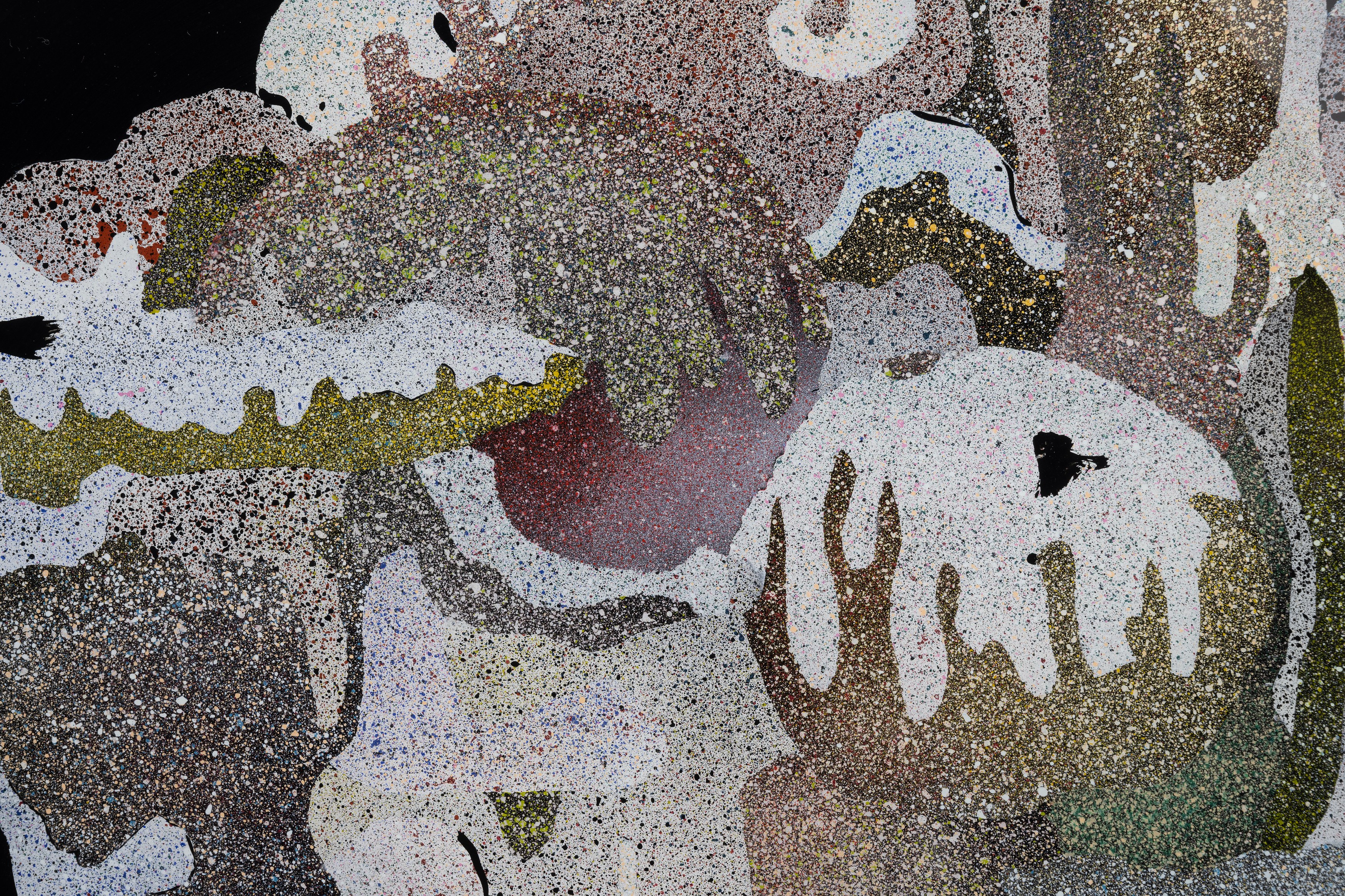 Aaron Angell, NOT ALL ON SHOW: Hinterglasmalerei & Verre églomisé 4-5/2025: ‘Organ Painting’, ‘Bamboo Organ Painting’, ‘Worm Organ Painting’, ‘Intarsia – View’, ‘Intarsia – Shut’, ‘Northern Renaissance Social Abstract Demonstration’, ‘Intarsia – Whitefly’; ‘Pig, tulip, pig, tulip, pig, tulip’; ‘Scholar – Melon’.Oribe 2-5/2025: ‘Melon – Life On Ship’, ‘Abilità Negativa’ (three versions), ‘Tray with Two Capped Heads’, ‘Tray with Clouds’, ‘Gongshi with Carbonised Panis Quadratis’; Shino Americàin & polychrome 2- at Ilenia, photo 106
