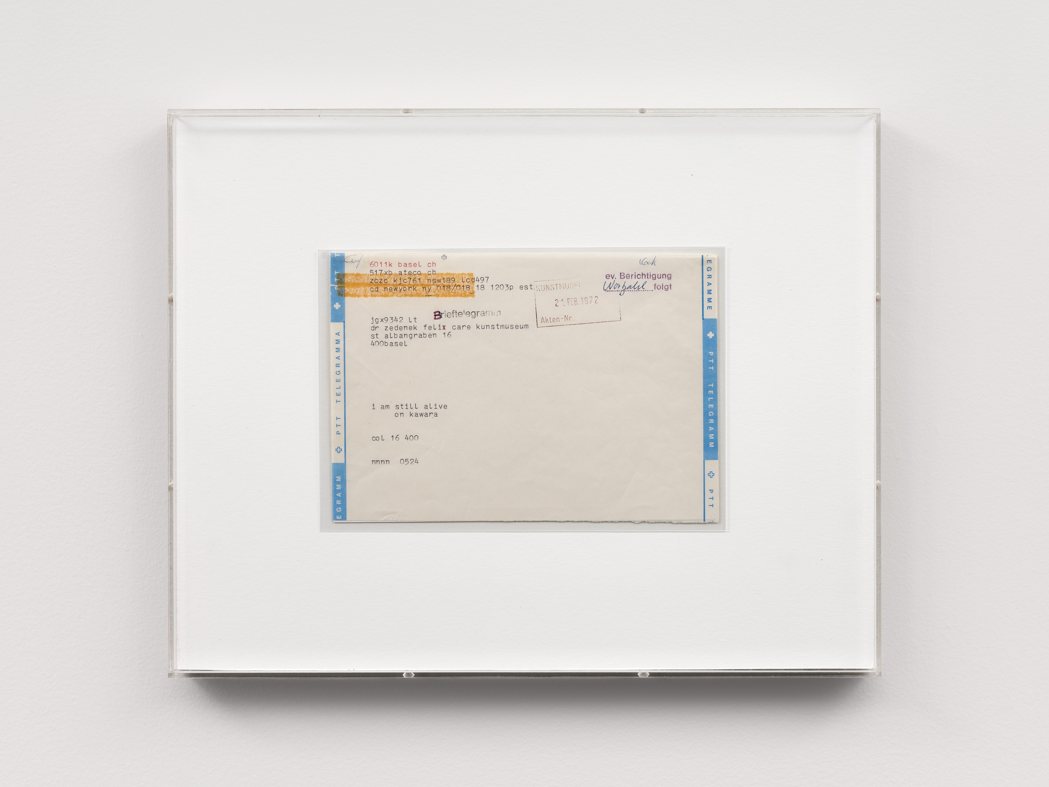On Kawara, I Am Still Alive at Turquoise, photo 6