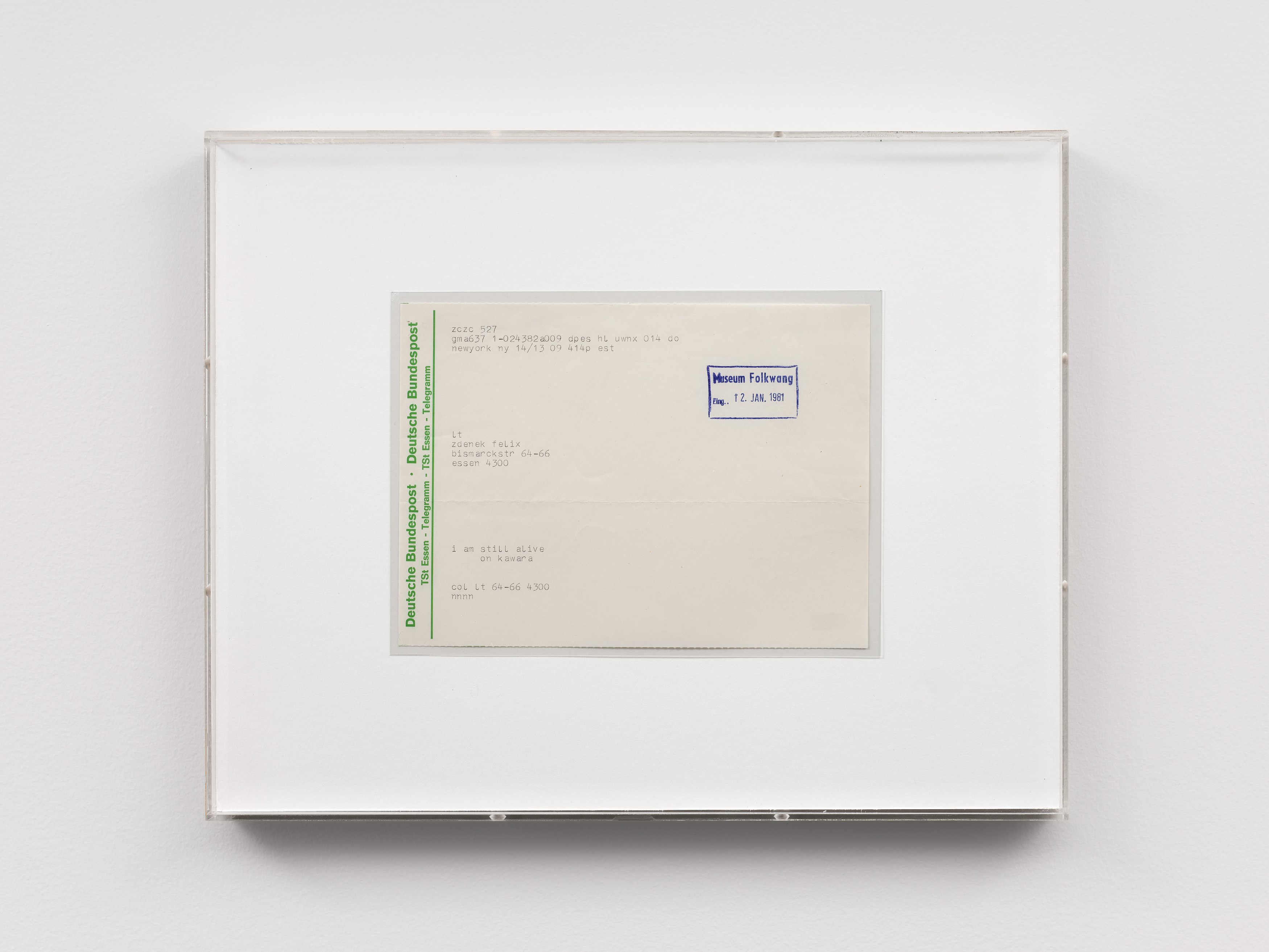 On Kawara, I Am Still Alive at Turquoise, photo 9
