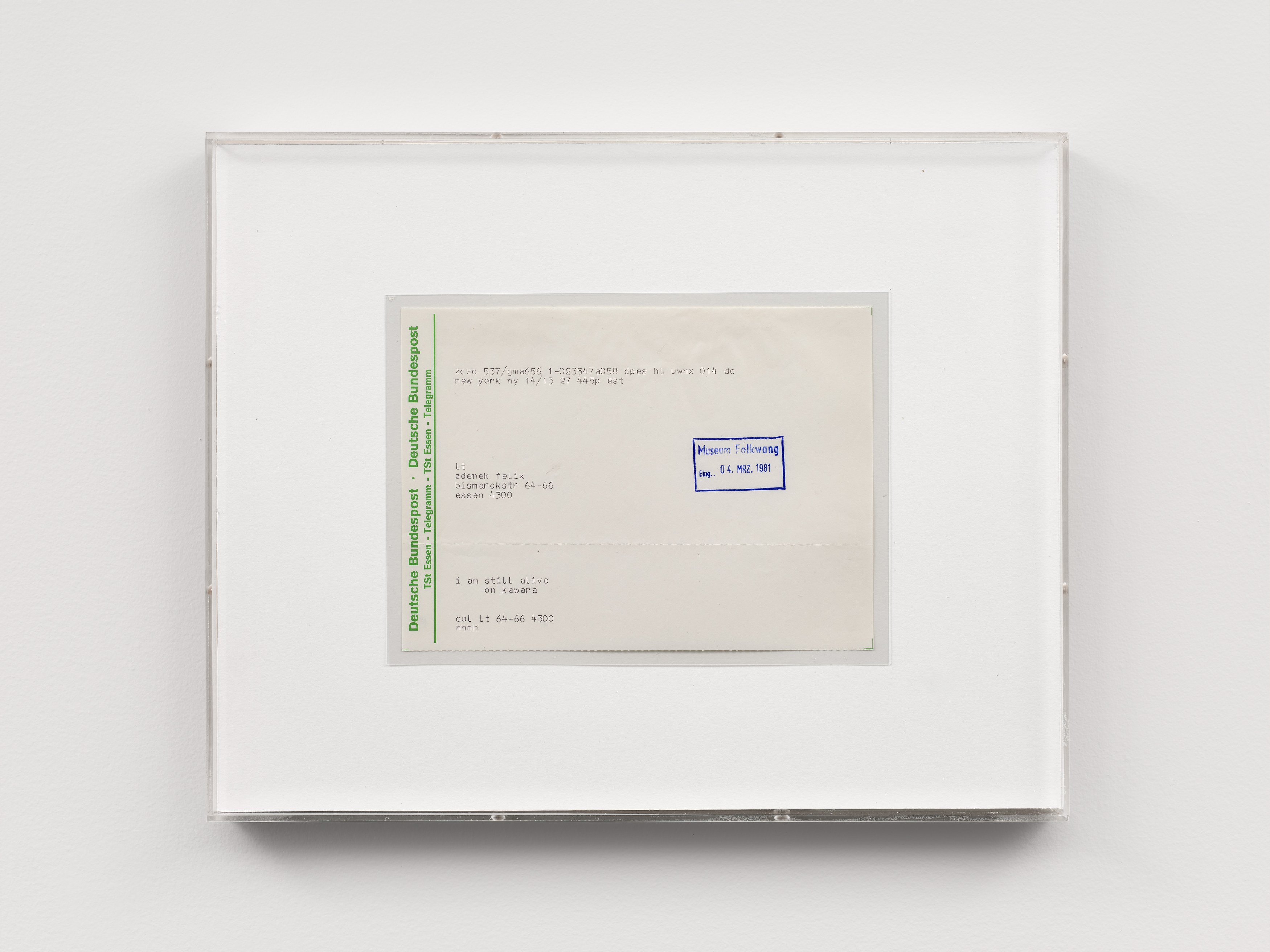 On Kawara, I Am Still Alive at Turquoise, photo 10