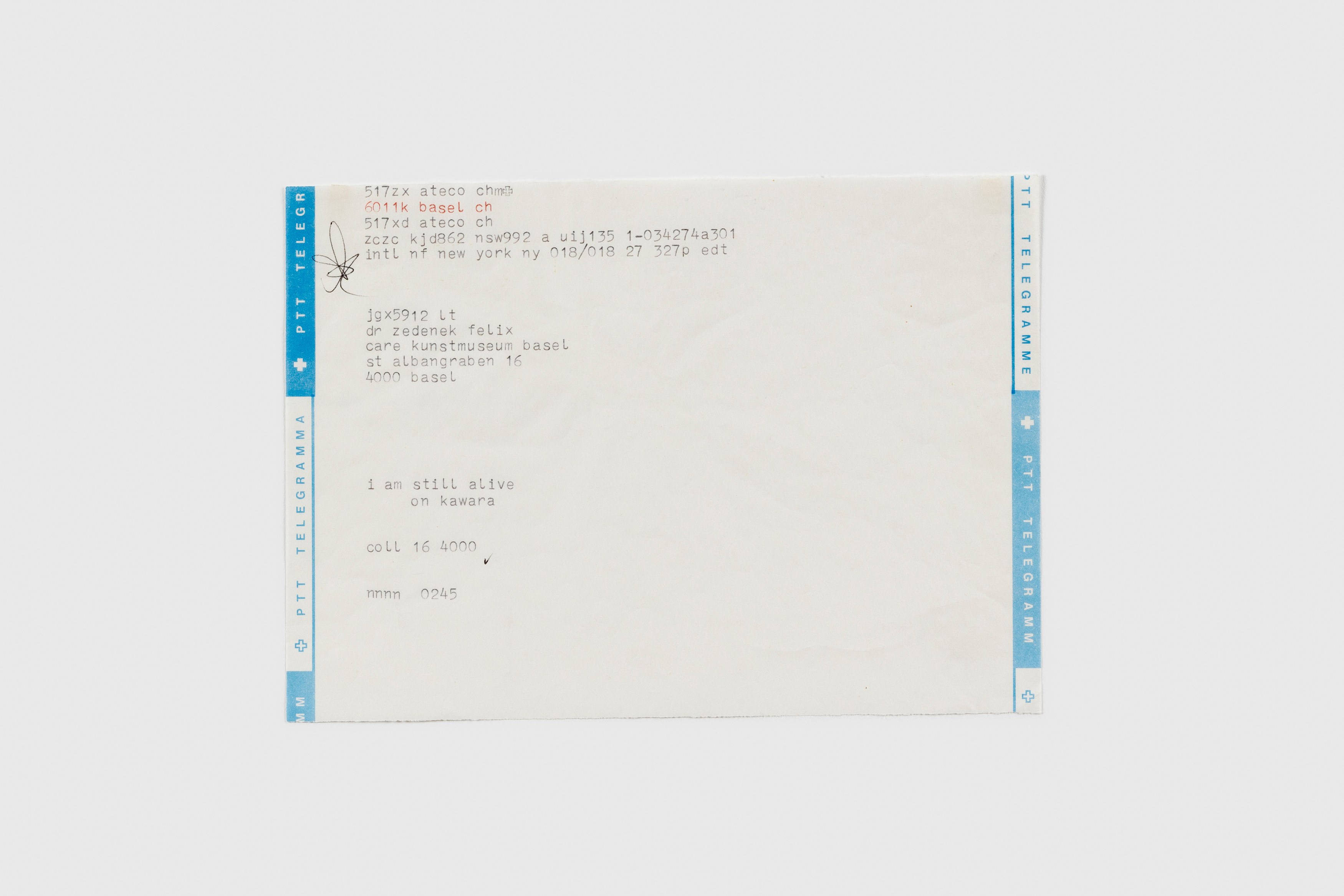 On Kawara, I Am Still Alive at Turquoise, photo 22